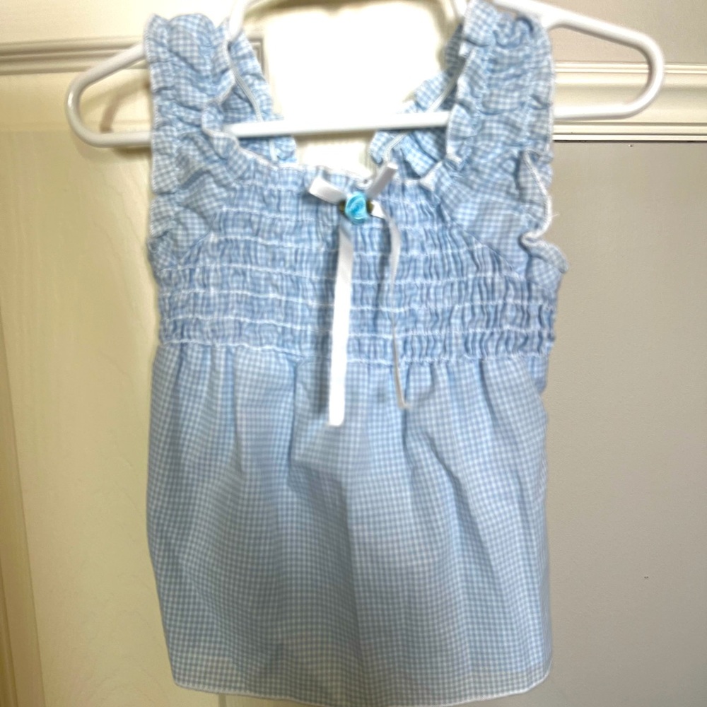 Diggy Bop Blue checked sleeveless shirt.  Girls Size 4T